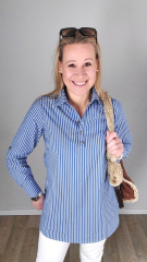 RESTST�CK 33 cm Baumwollstoff mit Stretch L�ngsstreifen, wei� mittelblau