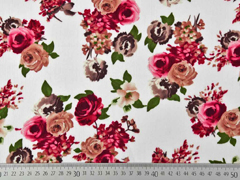 RESTSTCK 95 cm Viskose Crepe Blusenstoff  Rosen, altrosa dunkelpink wei