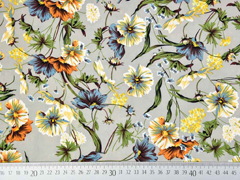 Blusenstoff Wildblumen elastisch, orange gelb beige