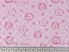 Fleece Stoff Minky Punkte Lwengesichter, helles rosa