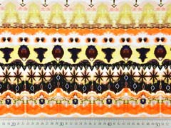 Jerseystoff Ethnomuster Batik Ibiza Style Digitaldruck, orange braun schwarz