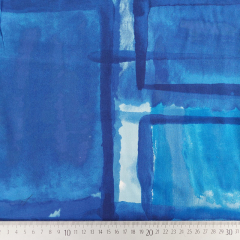 Viskosestoff Rechtecke abstraktes Muster, Blaut�ne Wei�