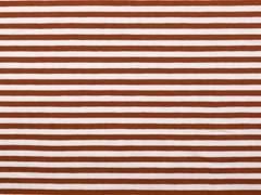 RESTST�CK 25 cm Jerseystoff Streifen 5 mm, terracotta wei�
