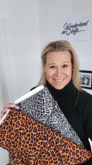 RESTST�CK 63 cm Viskose Webware Leopardenmuster, schwarz grau aus LENZING™ ECOVERO™ Viscosefasern