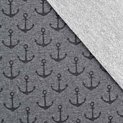 Sweatstoff French Terry mittlerer Anker, schwarz anthrazit