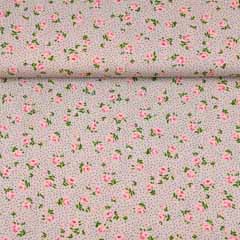 Viskose Stoff Rosen Punkte, beige