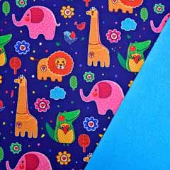 Softshellstoff Elefanten Lwen Krokodile, bunt dunkelblau