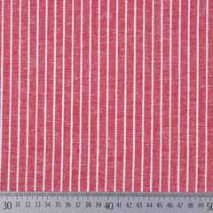 RESTSTÜCK 185 cm Viskose Leinen Stoff Streifen, weiß rot meliert