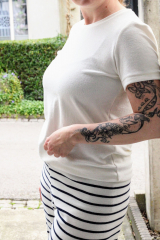 Sweat Frotteestoff Streifen, dunkelblau cremewei�