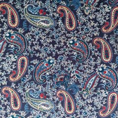 Viskose Jerseystoff Paisleymuster, dunkelrot hellbeige hellgrau dunkelblau