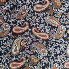 Viskose Jerseystoff Paisleymuster, hellbeige wei dunkelgrau rotbraun schwarz