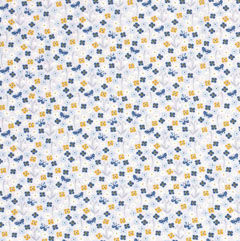 RESTSTCK 33 cm Jerseystoff kleine Blumen Schmetterlinge, ockergelb jeansblau hellgrau