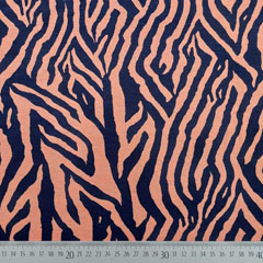 Viskose Jerseystoff Animal Print Zebra, dunkelblau lachsrosa