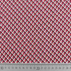 Viskosestoff Blusenstoff Gitternetz klein gemustert, rot schwarz weiss