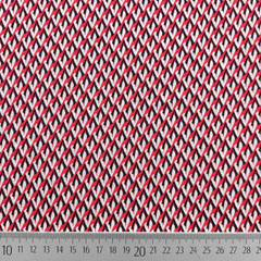 Viskosestoff Blusenstoff Gitternetz klein gemustert, rot schwarz weiss