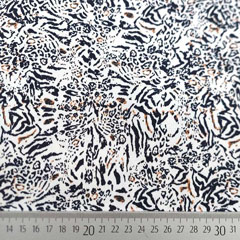 Hosenstretchstoff Bengalin Animal Print, grau beige weiss