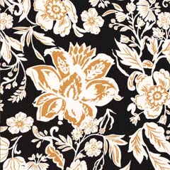 Viskose Stoff Popelin Blumen Blusenstoff, ockergelb schwarz