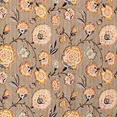 Baumwolle Viskose Stoff Webware Blumen, aprikot schwarz beige