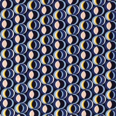 RESTSTCK 93 cm Baumwollstoff mit Stretch grafisches Muster Kreise, gelb hellblau dunkelblau