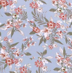 Viskosejersey Stoff Blumen Zweige, hellblau