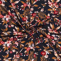 RESTST�CK 83 cm Viskosejersey Stoff Blumen Zweige, dunkelblau