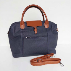 Shopper Damen Handtasche Canvas Look  - cognac braun dunkelblau