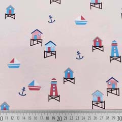 Jerseystoff Strandhuser Leuchttrme, rosa