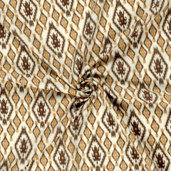 Viskosestoff Popelin Ethnomuster Rauten Webware, camel dunkelbraun wei�