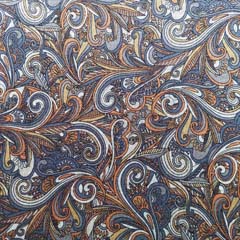Jerseystoff Paisleymuster, rauchblau terracotta camel hellgrau
