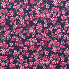 RESTSTCK 46 cm Viskosestoff Popelin Blumen Blmchen,rot grn dunkelblau