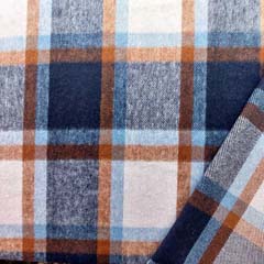 RESTST�CK 88 cm Mantelstoff Mantelflausch Karomuster kariert, braun dunkelblau wei�