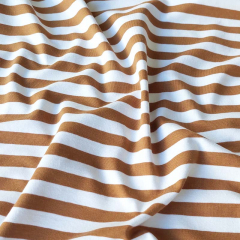 Jerseystoff Streifen 1 cm garngefrbt, karamell braun wei