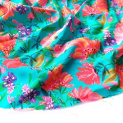 Viskosestoff Popelin Blumen Beachwear Collection, orange trkis