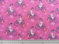 RESTSTCK 114 cm Sweatstoff French Terry Mdchen Fahrrad Pudel, pink