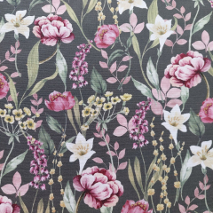 Canvas Stoff Baumwollstoff Blumen, beere rosa armygrn