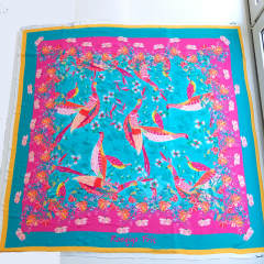 Viskosestoff Popelin Vgel Blumen PANEEL Beachwear Collection, pink trkis