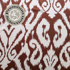Viskose Satin Stoff Ikat Muster Ethno Druck - dunkelbraun hellbeige - Made in Italy