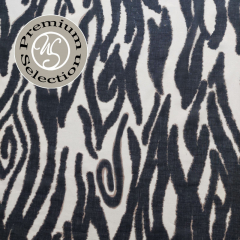 Feiner Baumwollstoff Batist Zebramuster Animal Print, schwarz beige- Made in Italy