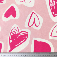 Sweatstoff French Terry Sommersweat Herzen, rosa pink