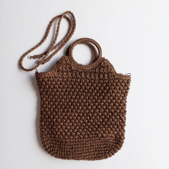Strohtasche Handtasche Reiverschluss Griffe Schulterriemen, Coffee Brown