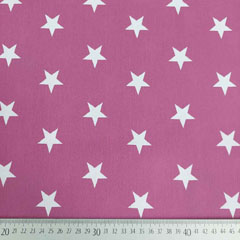 Baumwollstoff groe Sterne Big Star, wei beere