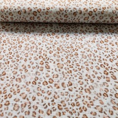 Musselin Stoff Double Gauze kleines Leopardenmuster, nude braun weiss