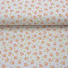 Musselin Stoff Bl�mchen , pink rosa grau
