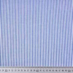 Baumwollstoff Streifen 3 mm garngefrbt, mittelblau weiss