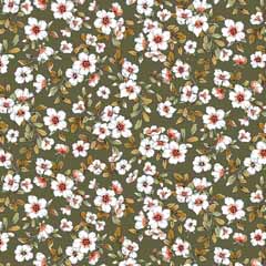 RESTSTCK 44 cm DRUCKFEHLER Modal Jerseystoff Blumen, wei moosgrn