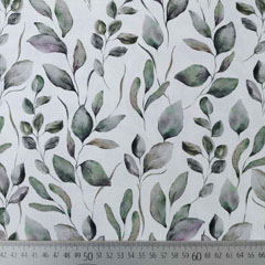 Canvas Stoff Blätter Digitaldruck, flieder grüngrau weiß