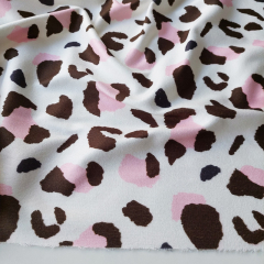 Frottee Stoff Leo-Muster rosa-braun Handtuchfrottee f�r Strandt�cher & Badem�ntel