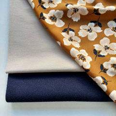 RESTST�CK 150 cm Viskose Stoff Blumen Blusenstoff, creme beige curry (gelbbraun)