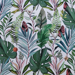 Canvas Stoff tropische Blätter Digitaldruck, weiß