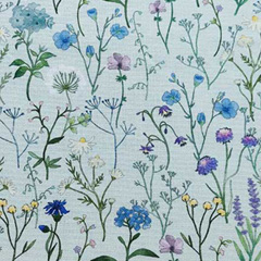 Canvas Stoff Baumwollstoff Blumen Blumenwiese, helles mint